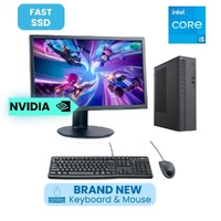 Entry Level Gaming Desktop Intel i5 CPU 16GB RAM SSD+HDD + 24" Monitor 1GB Graphics image