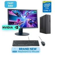 Entry Level Gaming Desktop Intel i7 CPU 16GB RAM SSD+HDD + 24" Monitor 1GB Graphics image