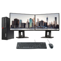 Bulk of 10x Lenovo M910s SFF Bundle Desktop PC i5-6500 3.6GHz 480GB 8GB RAM + Dual 24" Monitor | Collection only image