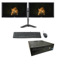 HP EliteDesk 800 G2 SFF Desktop PC i5-6500 3.6GHz 8GB RAM 128GB SSD + Dual 24" Monitors image