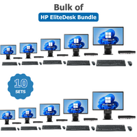 Bulk of 10x HP Bundle Desktop Mini 800 G4 PC i5-8500T 128GB 8GB RAM Windows 11 + 22" Monitor image