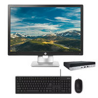 HP EliteDesk 800 G5 Mini Desktop Bundle i5-9500T Six-Core 128GB 8GB RAM + 24" Monitor image