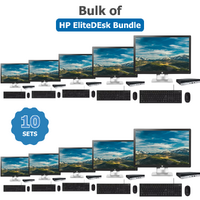 Bulk of 10x HP EliteDesk 800 G5 Mini Desktop Bundle i5-9500T Six-Core 128GB 8GB RAM + 24" Display image