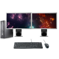 HP 800 G2 Refurb i5 Gaming Bundle Desktop 128GB SSD+500GB Nvidia GT1030 + Dual 23" Monitor image