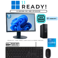 Dell 3060 SFF Desktop Bundle i5-8500 6-Cores 3.0GHz 256GB SSD 16GB RAM + 22" Monitor