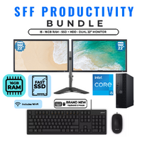 Dell 3060 SFF Desktop bundle i5-8500 6-Cores 3.0GHz 256GB SSD 16GB RAM + Dual 22" Monitor