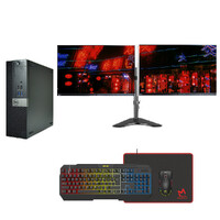 Dell 7040 Bundle Gaming Desktop i7-6700 3.4GHz 256GB 16GB RAM GTX 1050ti + Dual 24" Monitor image