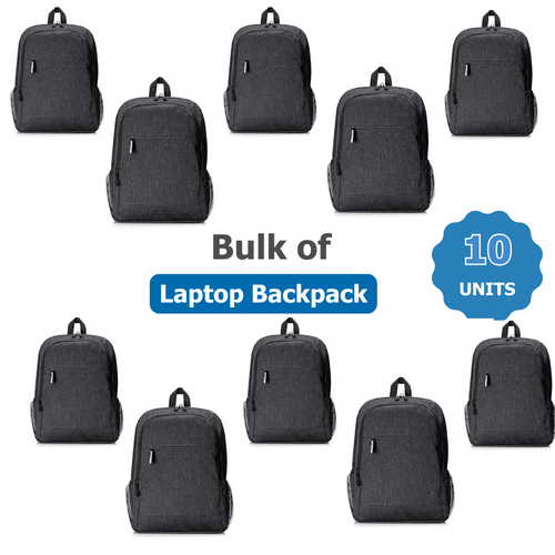 Bulk of 10x HP Prelude Pro Recycled 15.6-inch Backpack, Black, water-resistant coating