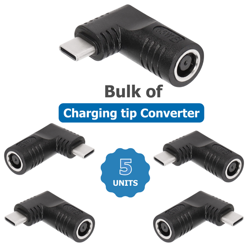 Bulk of 5x Charging Tip Converter 7.4mm x 5.0mm to USB-C for Dell & HP 65W Adapter