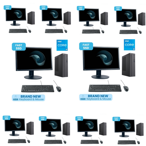 Bulk 10x Intel i5 SFF Bundle Desktop 8GB RAM SSD+HDD + 24" Monitor - Collection ONLY!