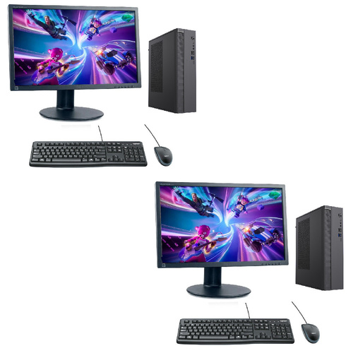 Bulk 2x Entry Level Gaming Desktop Intel i5 CPU 16GB RAM SSD+HDD + 24" Monitor 1GB Graphics