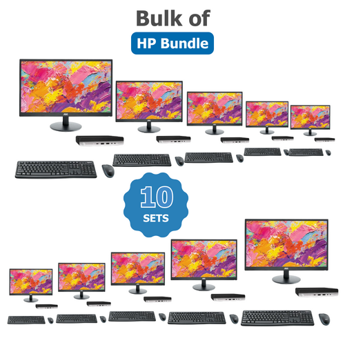 Bulk of 10x HP 800 G4 Mini Bundle Desktop i5-8500T 6-Core 128GB 16GB RAM + 27" Monitor | Collection Only