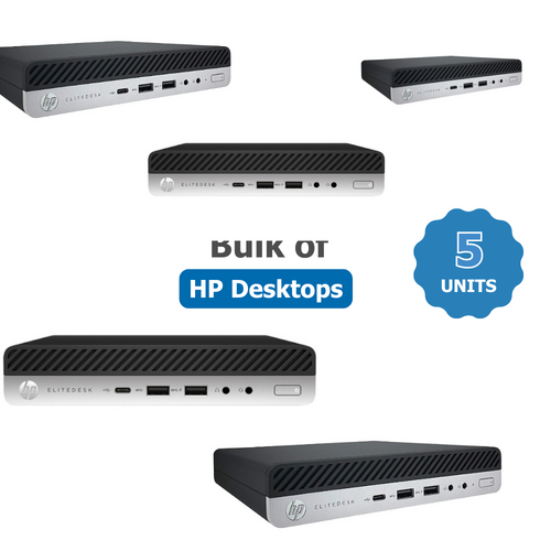 Bulk of 5x HP EliteDesk 800 G4 Mini Desktop PC i5-8500T 2.1GHz 8GB RAM 128GB NVMe Windows 11