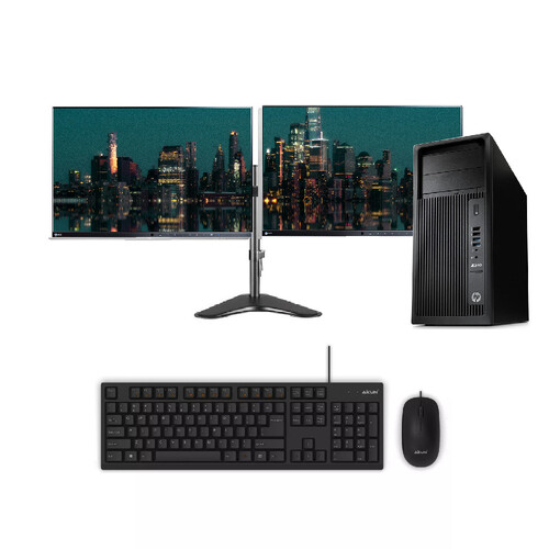 HP Z240 Gaming Bundle Desktop Tower i7 / Xeon 3.6GHz 1TB SSD & HDD 16GB RAM GTX 1650 + Dual Monitors