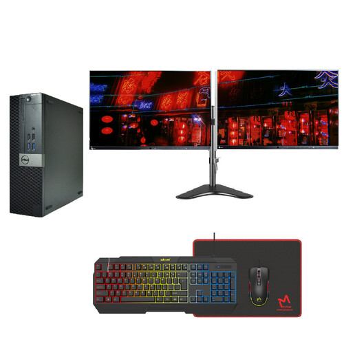 Dell 7040 Bundle Gaming Desktop i7-6700 3.4GHz 256GB 16GB RAM GTX 1050ti + Dual 24" Monitor