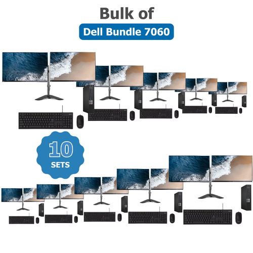 Bulk of 10x Dell 7060 Bundle Desktop i7-8700T 2.4GHz 16GB RAM 256GB + Dual 24" Slim Monitor | Collection Only!