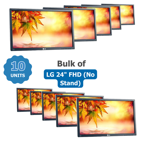 Bulk of 10x LG 24" FLATRON E2411PU FHD LCD Monitor (1920x1080) Built with Speakers - NO STAND