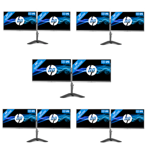 Bulk 5x Dual HP EliteDisplay E243i 24-in IPS LED Monitor + Dual display mount