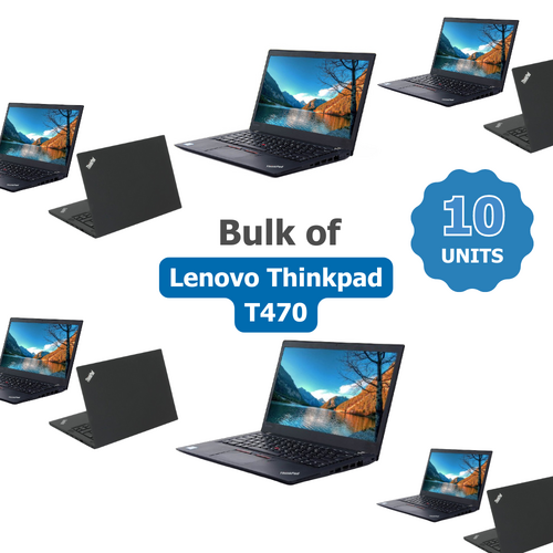 Bulk of 10x Lenovo ThinkPad T470 14" FHD Laptop PC i5-7200U Up to 3.1GHz 256GB SSD 8GB RAM Windows 11