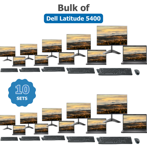 Bulk of 10x Dell 5400 14" Bundle Laptop i5-8265U 3.9GHz 256GB 8GB RAM + 24" Slim Monitor | Collection only