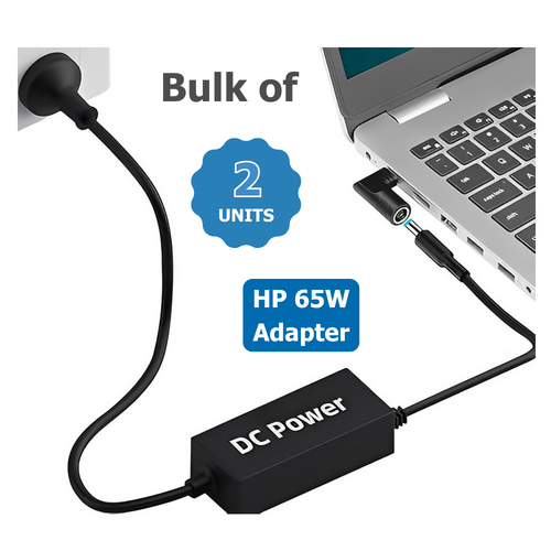 Bulk of 2x HP AC Adapter 45W Power Supply, 19.5V - 2.31A (Blue Tip) + USB-C Adapter