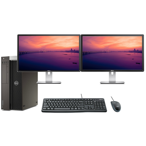 Dell 5810 Bundle Desktop Tower Xeon E5-1620v3 3.5GHz 512GB 16GB RAM + Dual 24" Monitor